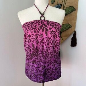 Silk Beaded Halter Top